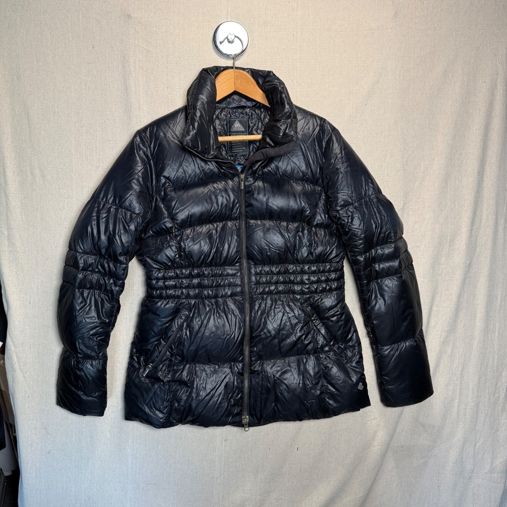 Columbia Omni-Heat Down Puffer‎ Jacket Womens Large Black Quilted WL5091 Zip Up